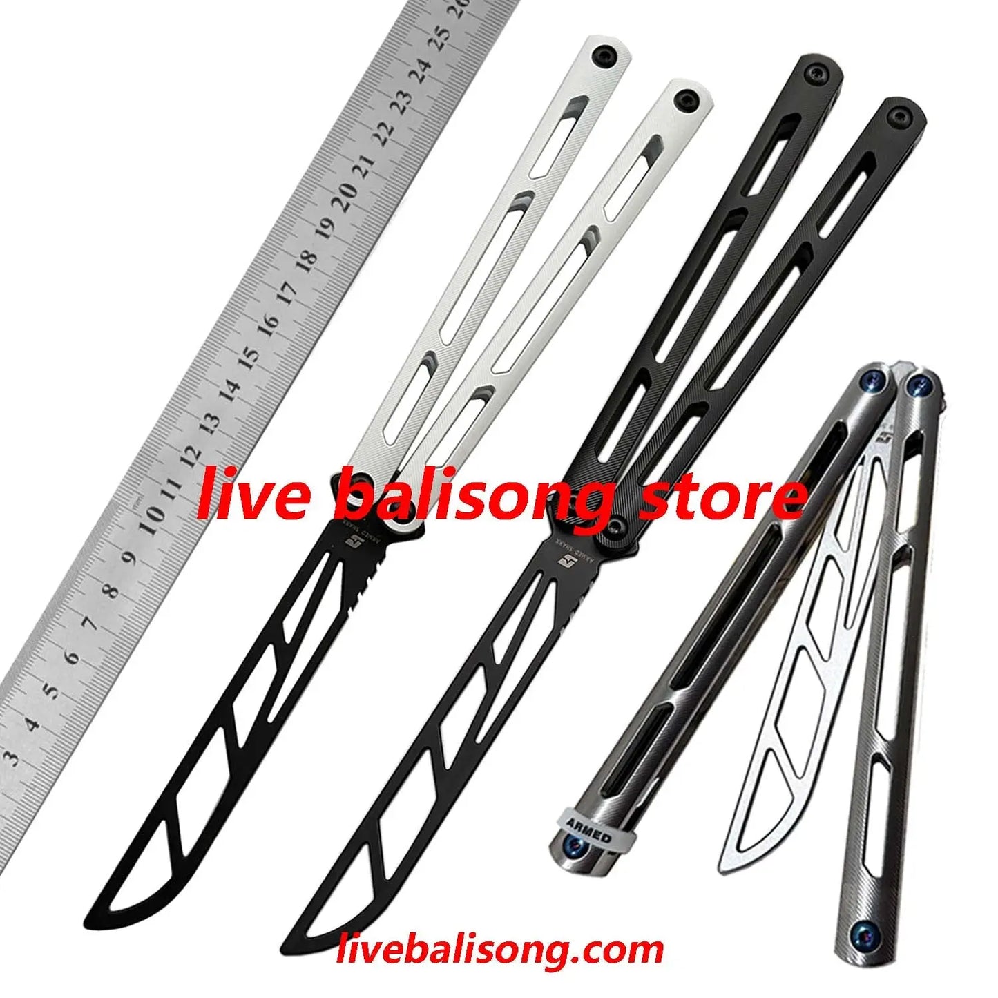 ARMED SHARK Tsunami Balisong Trainer Clone Titanium Chanwich Handle livebalisong