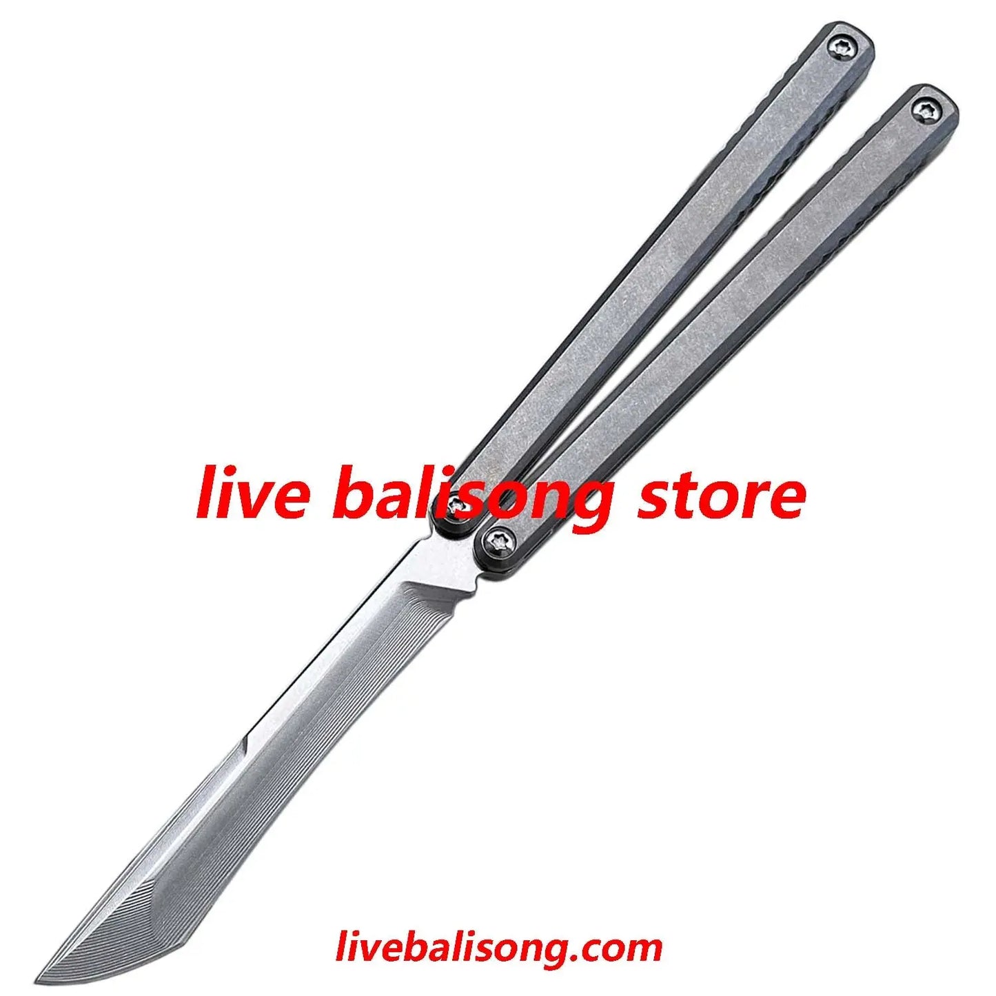 Di Gaboon Balisong Clone Titanium Sandwich Handle Texture Live Blade livebalisong