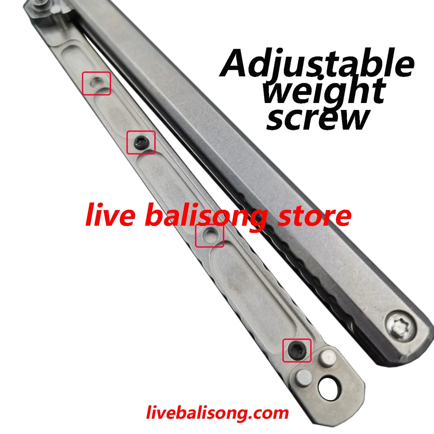 Di Gaboon Balisong Clone Titanium Sandwich Handle Texture Live Blade livebalisong