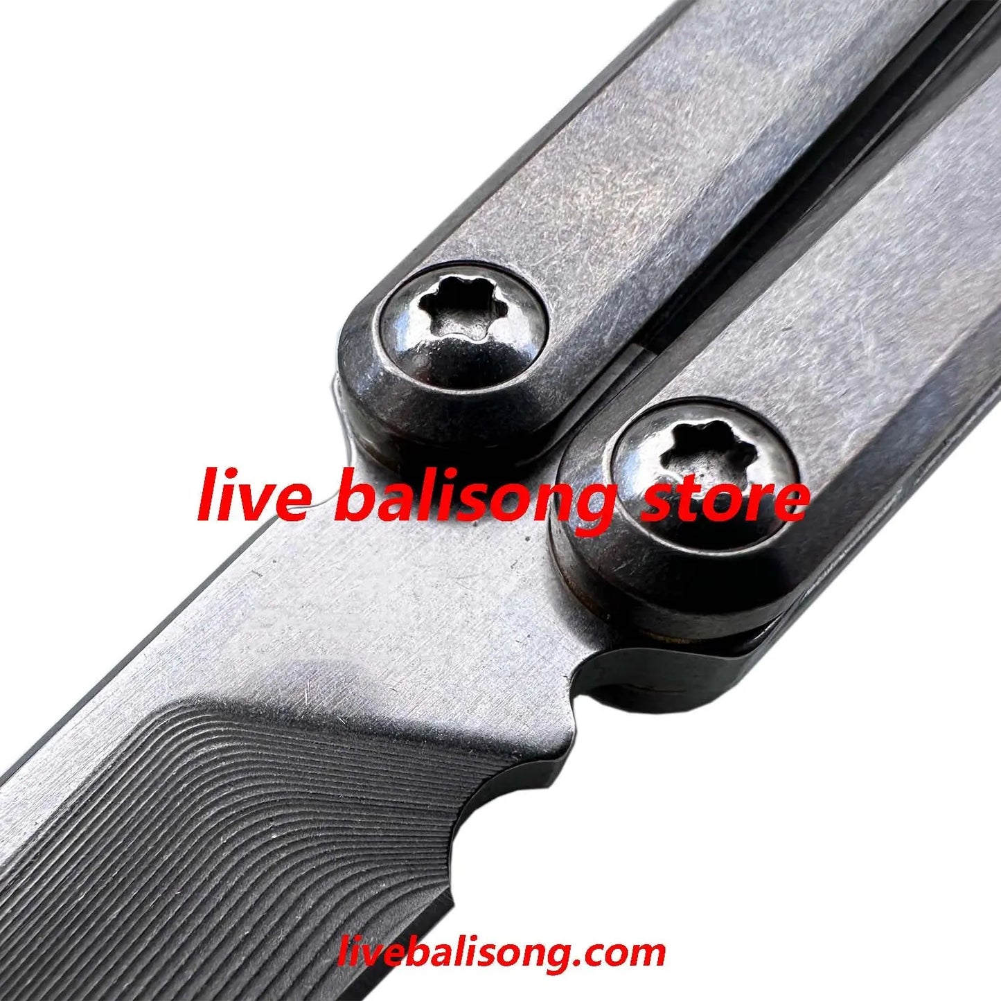 Di Gaboon Balisong Clone Titanium Sandwich Handle Texture Live Blade livebalisong