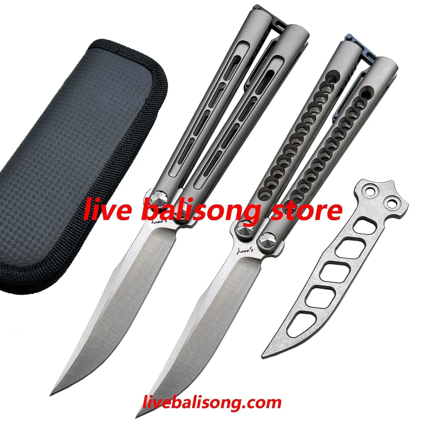 Growl Smallpox Mini Titanium Balisong Sandwich Handle livebalisong