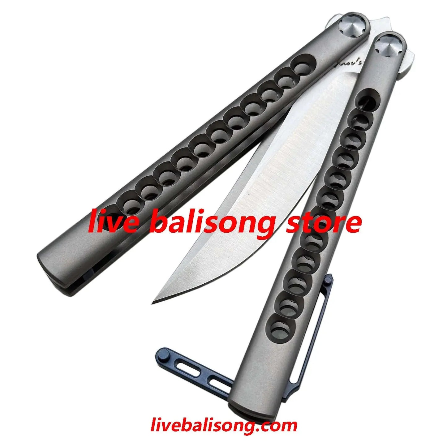 Growl Smallpox Mini Titanium Balisong Sandwich Handle livebalisong