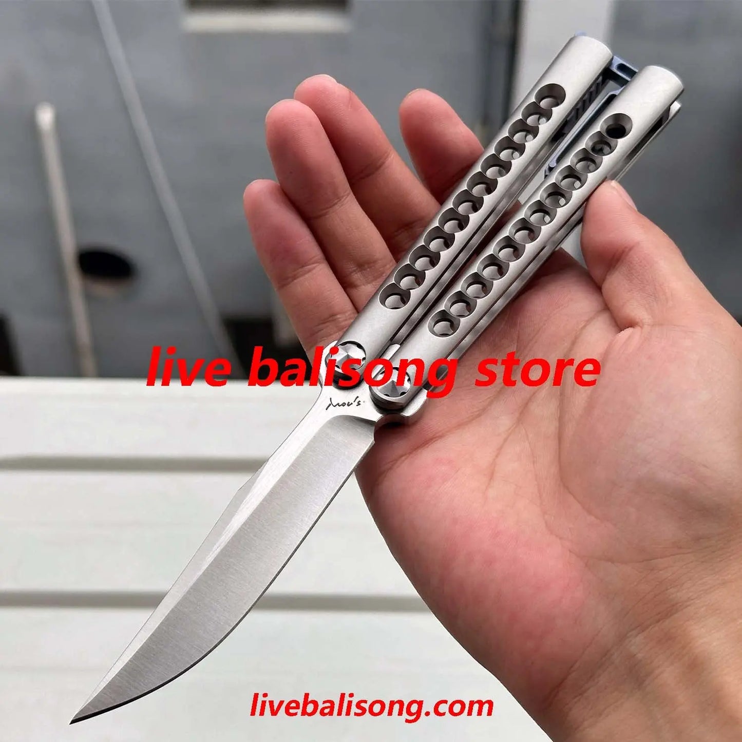 Growl Smallpox Mini Titanium Balisong Sandwich Handle livebalisong