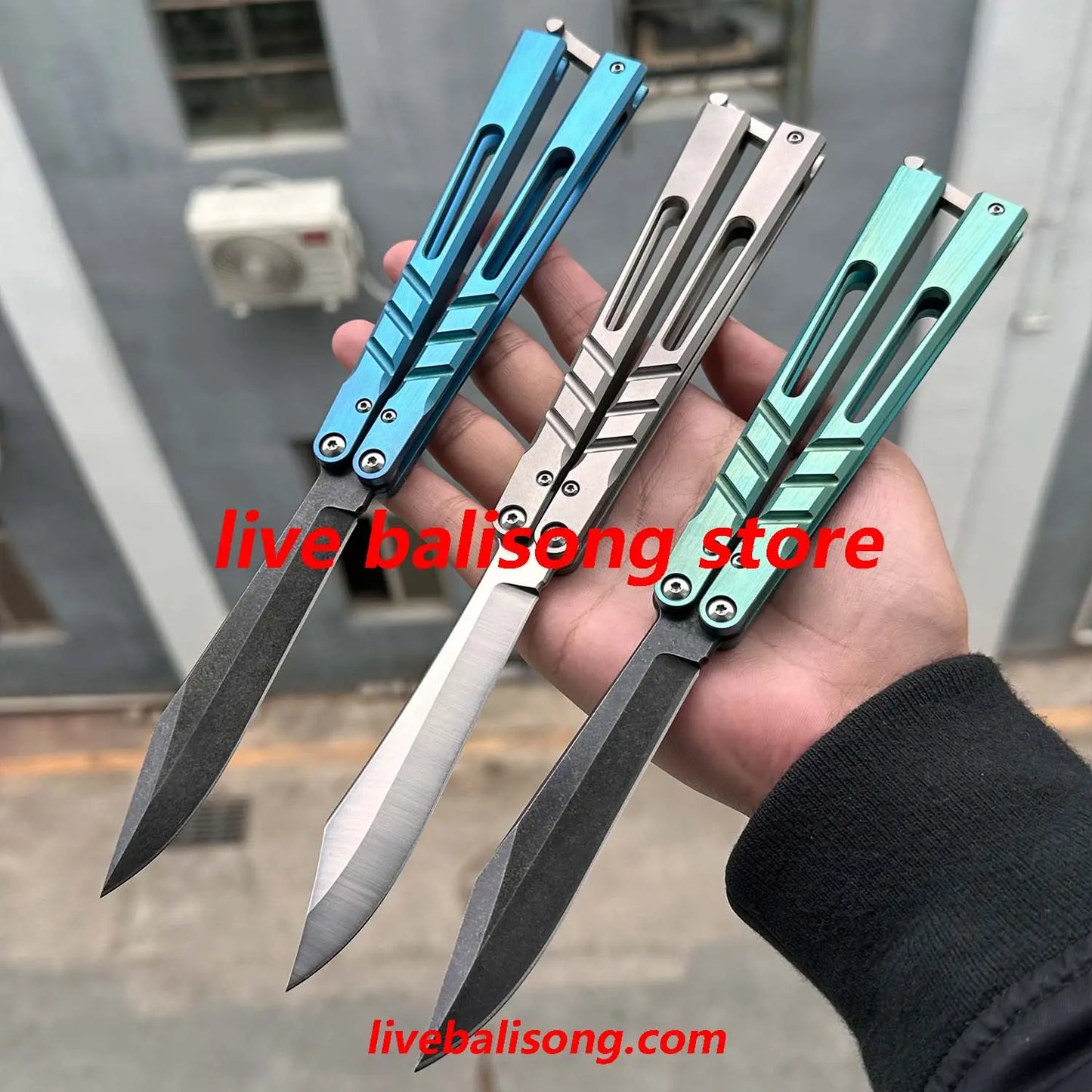 Theone CHAB Balisong Clone Channel Alpha Beast Titanium Handle livebalisong