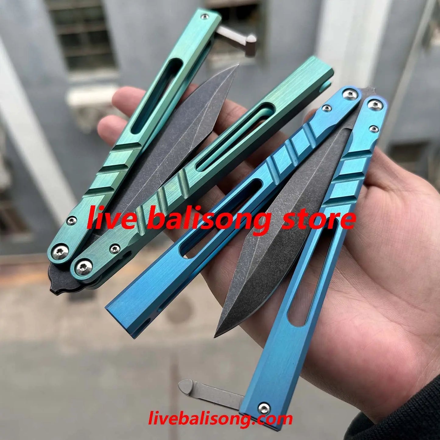 Theone CHAB Balisong Clone Channel Alpha Beast Titanium Handle livebalisong