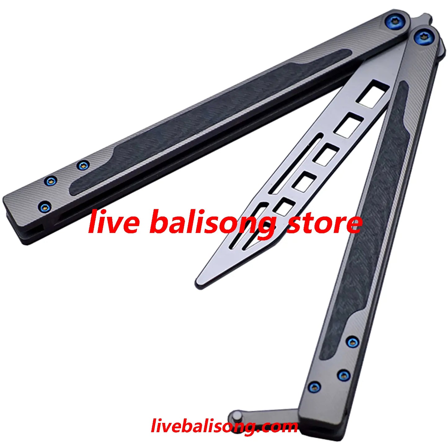 Theone EX10 Balisong Clone Carbon Fiber Patch+Titanium Handle Damascus Blade livebalisong