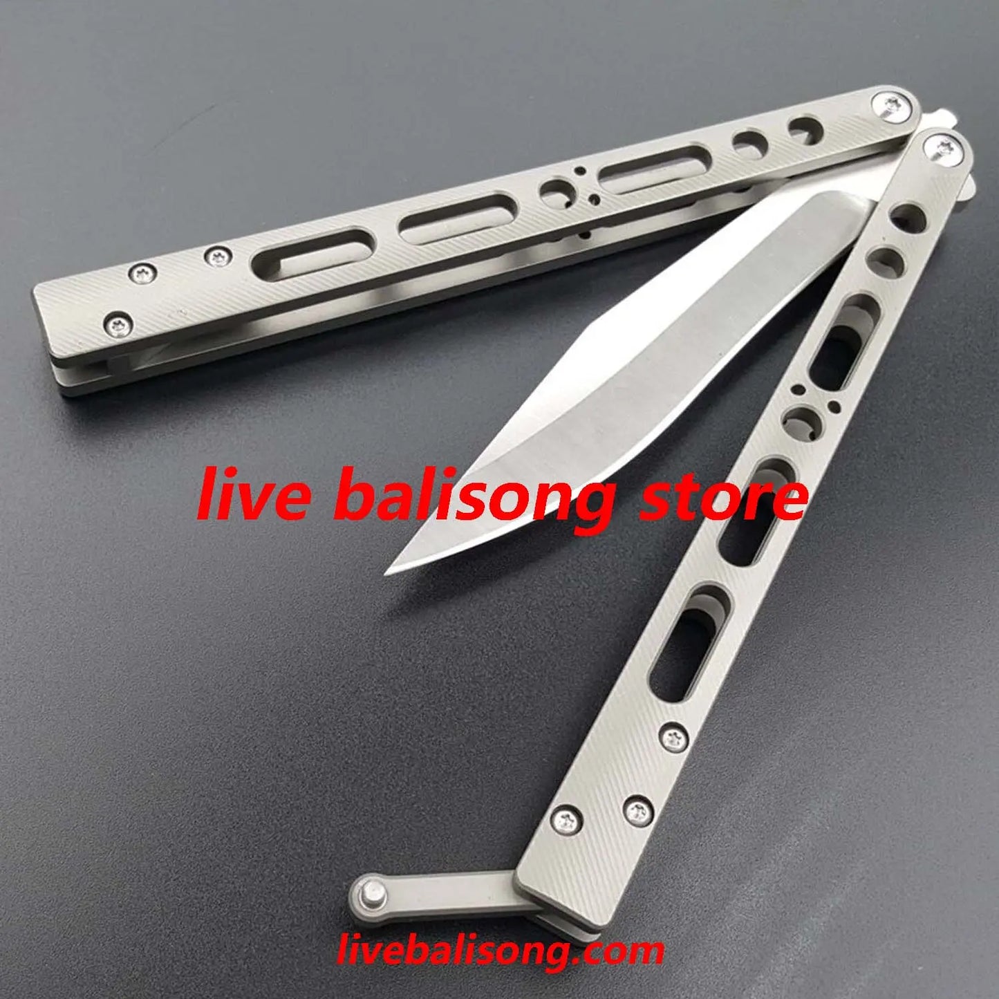 Theone EX10 Balisong Clone Titanium Sandwich Handle livebalisong