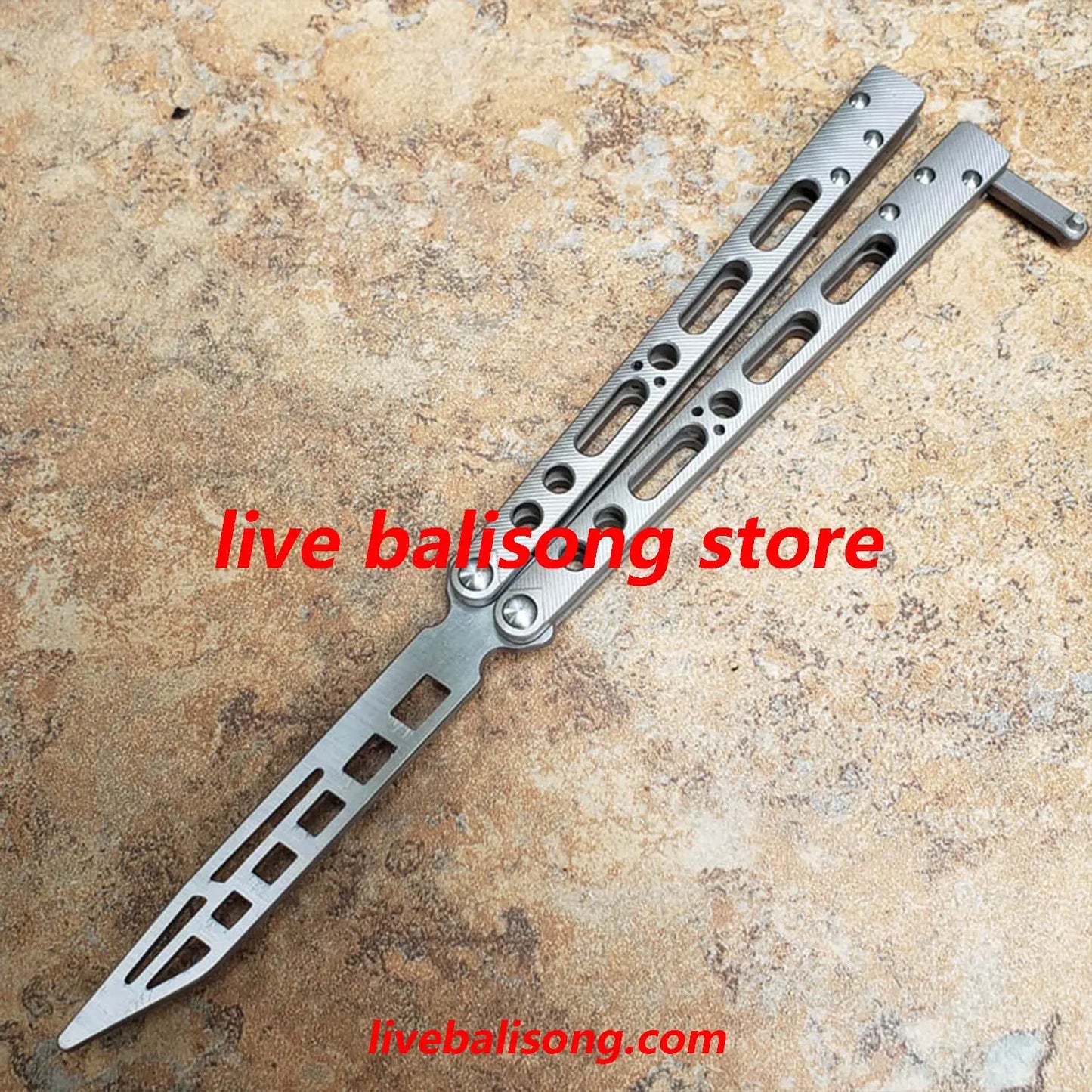 Theone EX10 Balisong Clone Titanium Sandwich Handle livebalisong