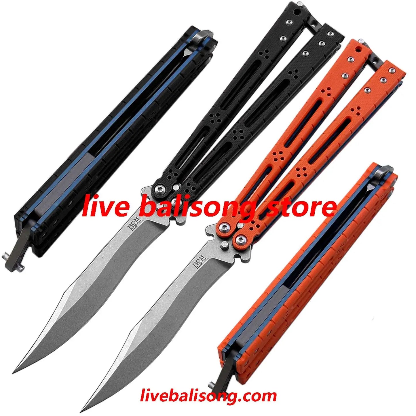 Theone HOM Basilisk Balisong Clone G10 Patch+Titanium Lining Handle livebalisong