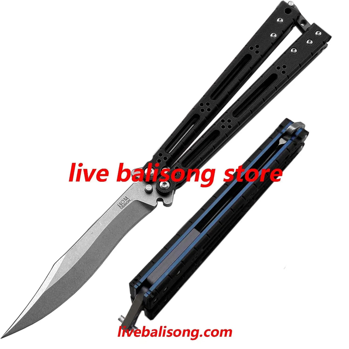 Theone HOM Basilisk Balisong Clone G10 Patch+Titanium Lining Handle livebalisong