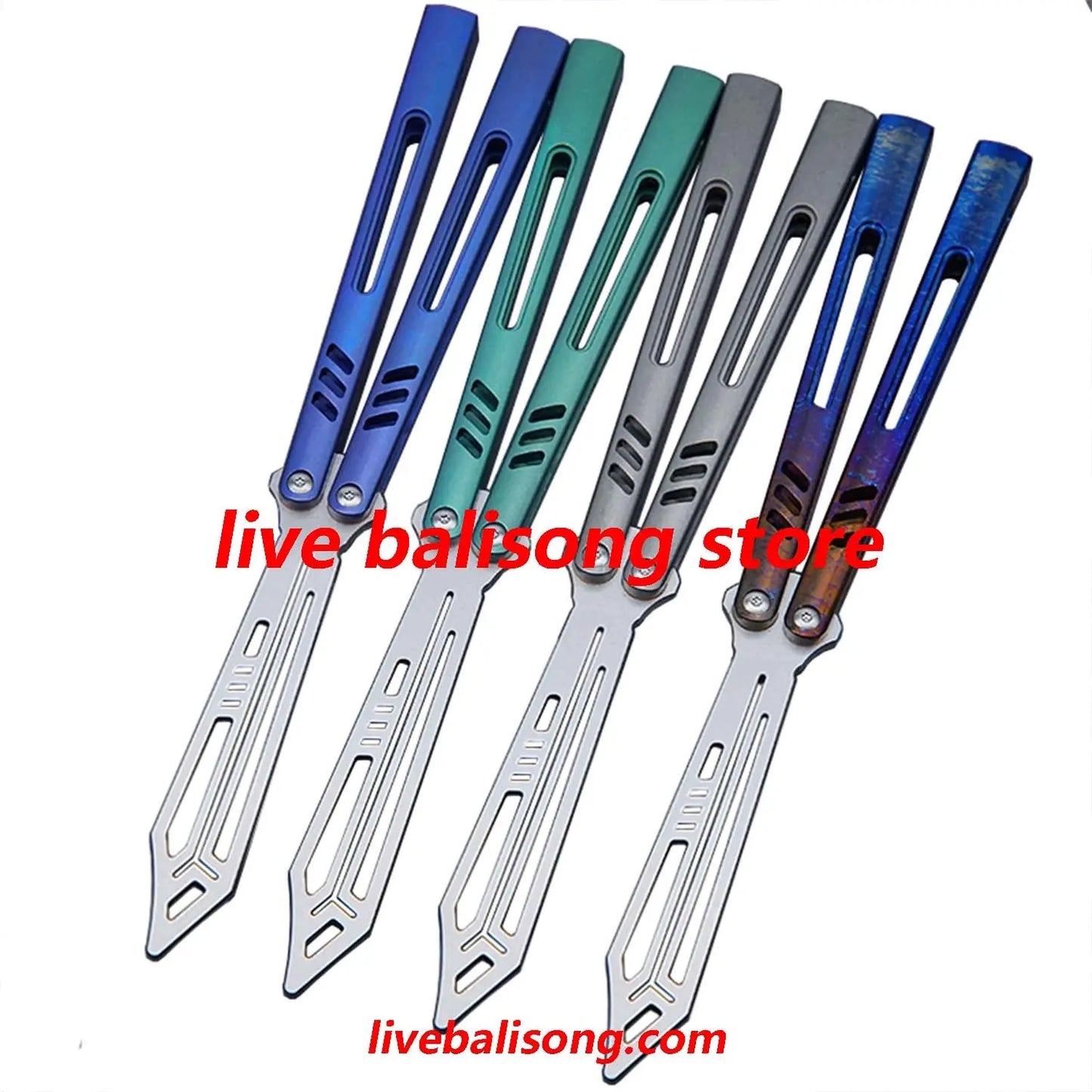 Theone Hybrid Replicant Balisong Clone Channel Titanium Handle livebalisong