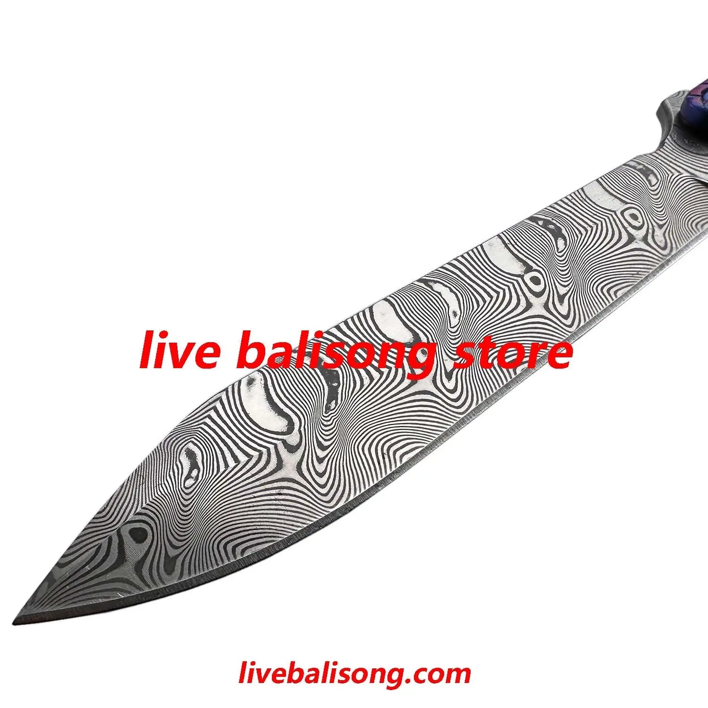 Theone Python Balisong Clone Titanium Handle Damascus Blade livebalisong