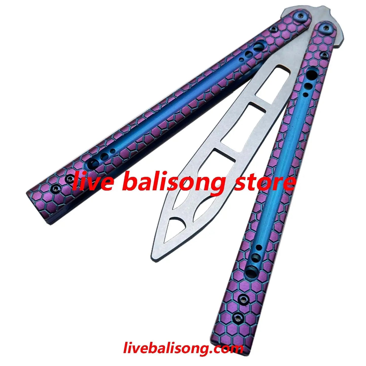 Theone Python Balisong Clone Titanium Handle Damascus Blade livebalisong