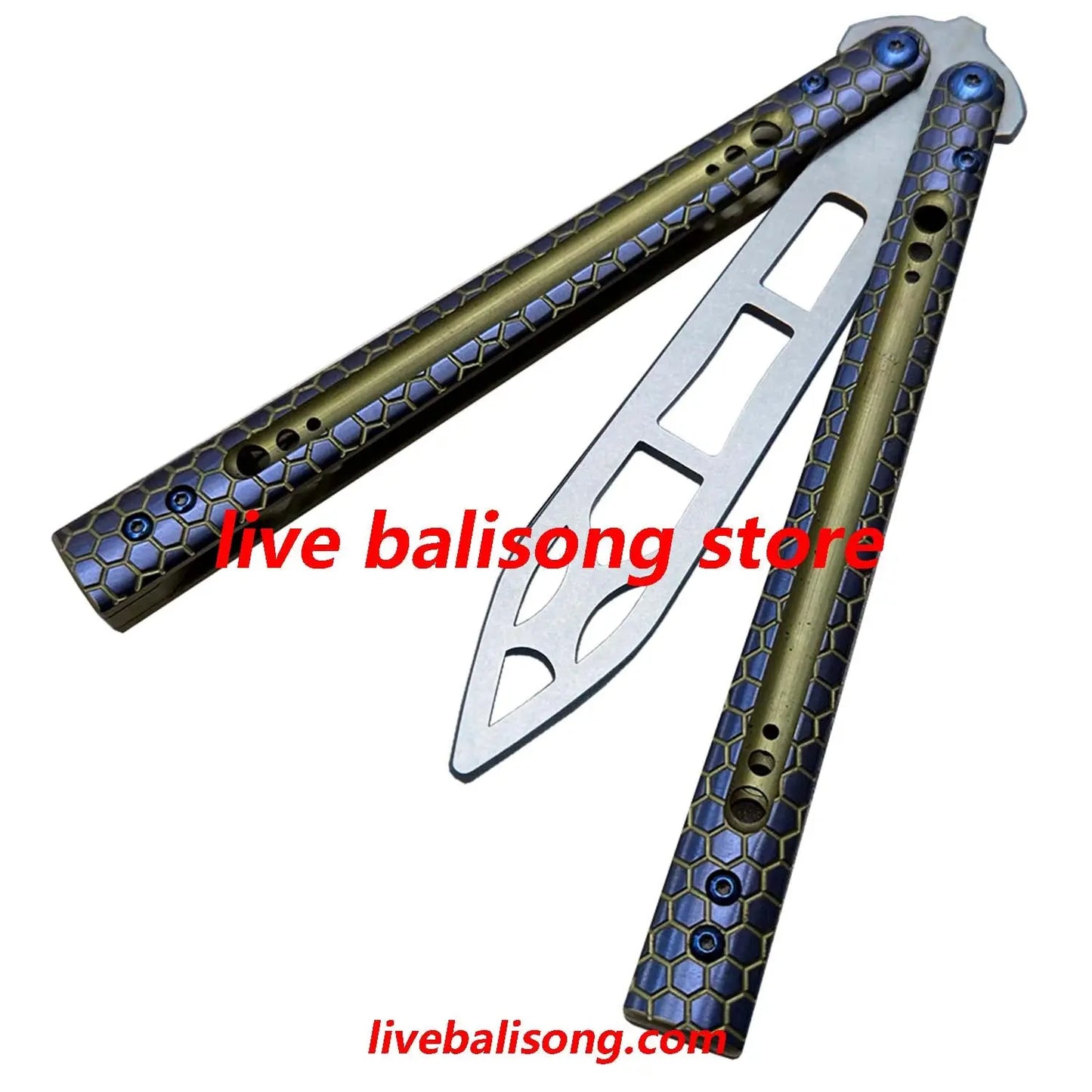 Theone Python Balisong Clone Titanium Handle Damascus Blade livebalisong