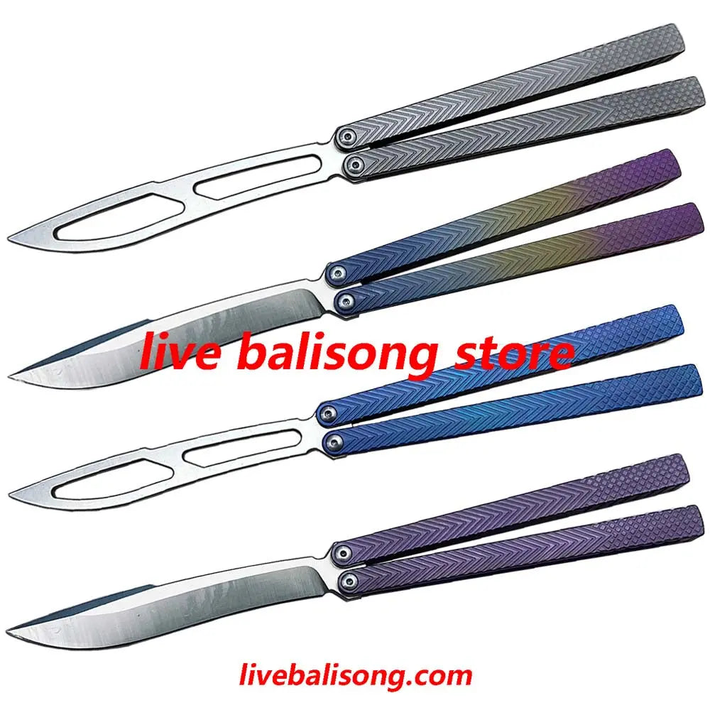 Theone Serif Balisong Clone Titanium Handle livebalisong