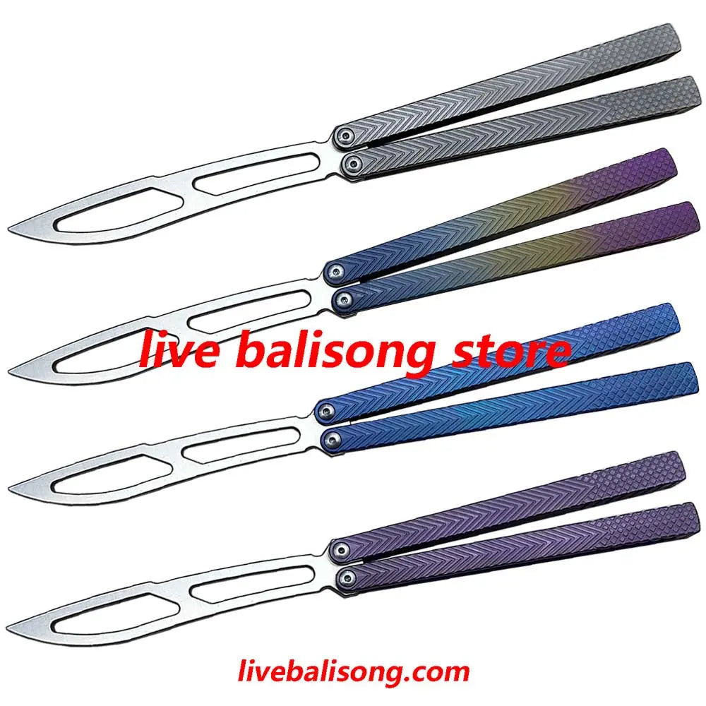 Theone Serif Balisong Clone Titanium Handle livebalisong