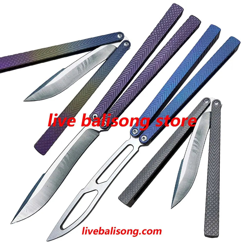 Theone Serif Balisong Clone Titanium Handle livebalisong