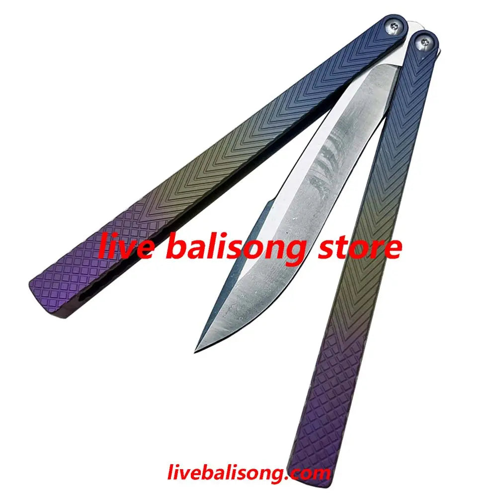 Theone Serif Balisong Clone Titanium Handle livebalisong