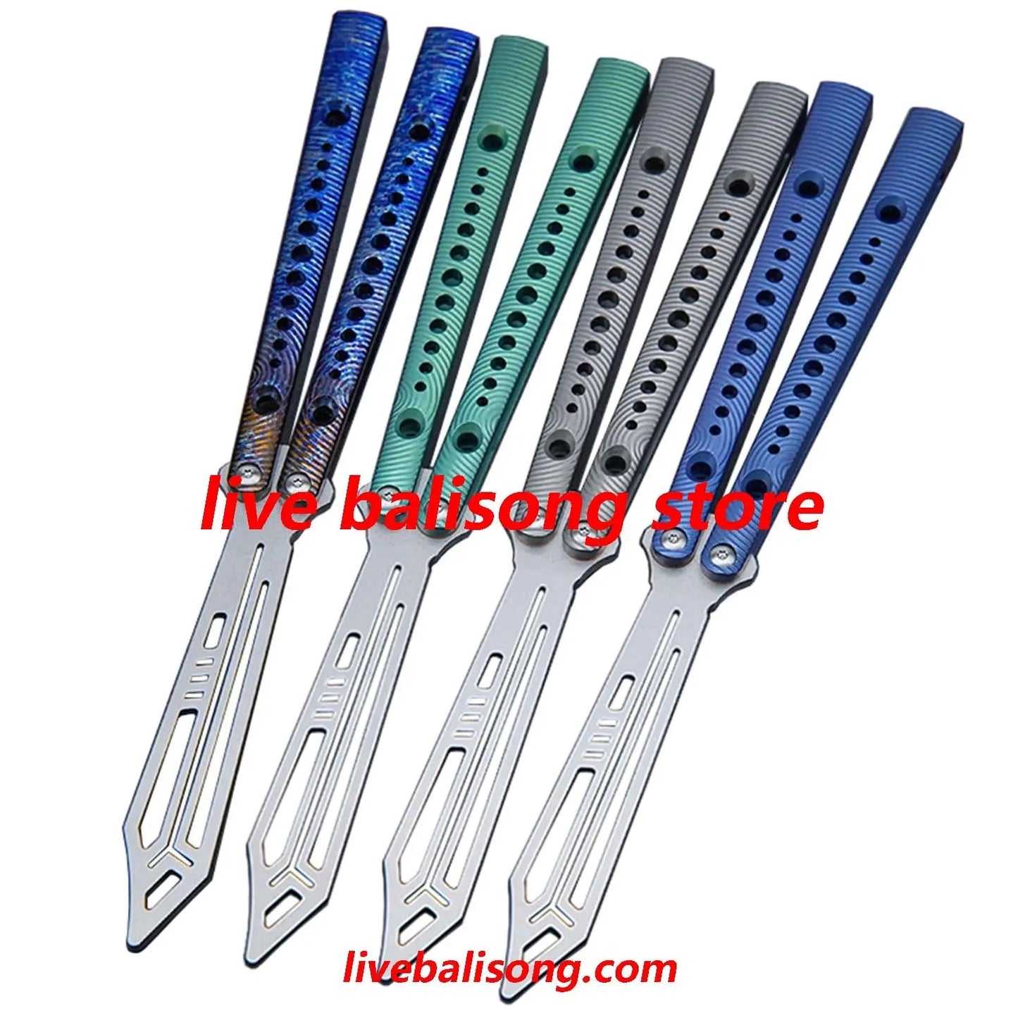 Theone Squiggle Replicant Balisong Clone Channel Titanium Handle livebalisong