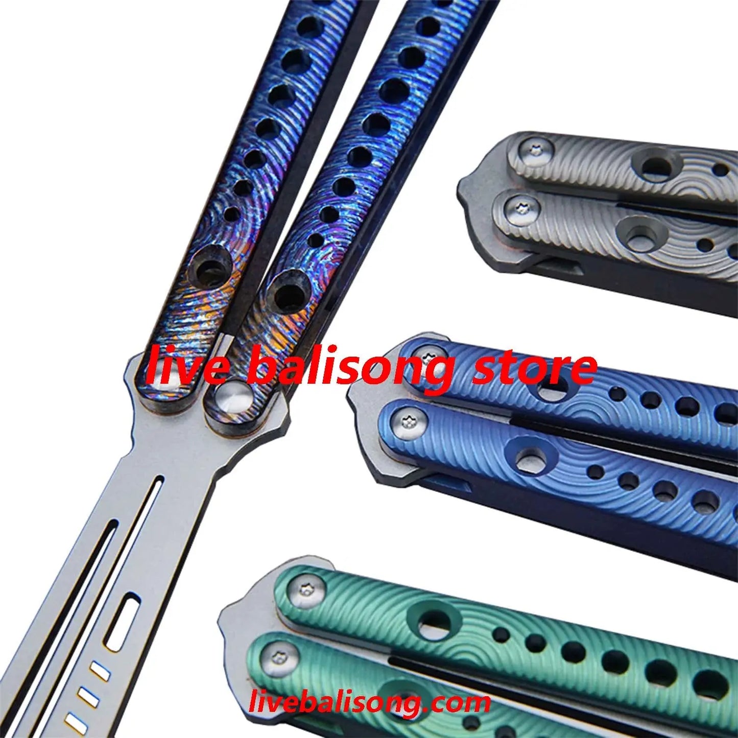 Theone Squiggle Replicant Balisong Clone Channel Titanium Handle livebalisong
