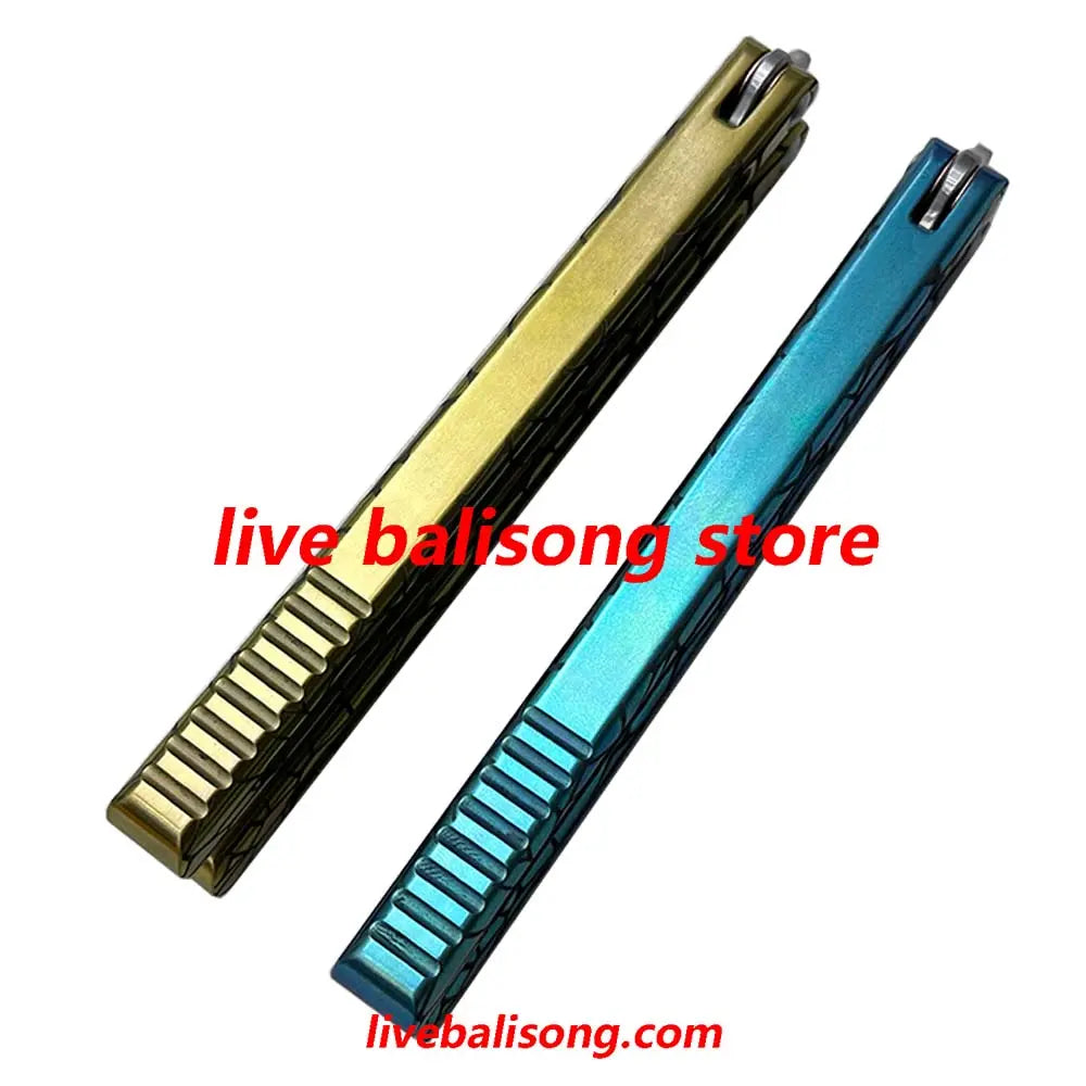 Theone Viper Balisong Clone Titanium Handle Damascus Blade livebalisong