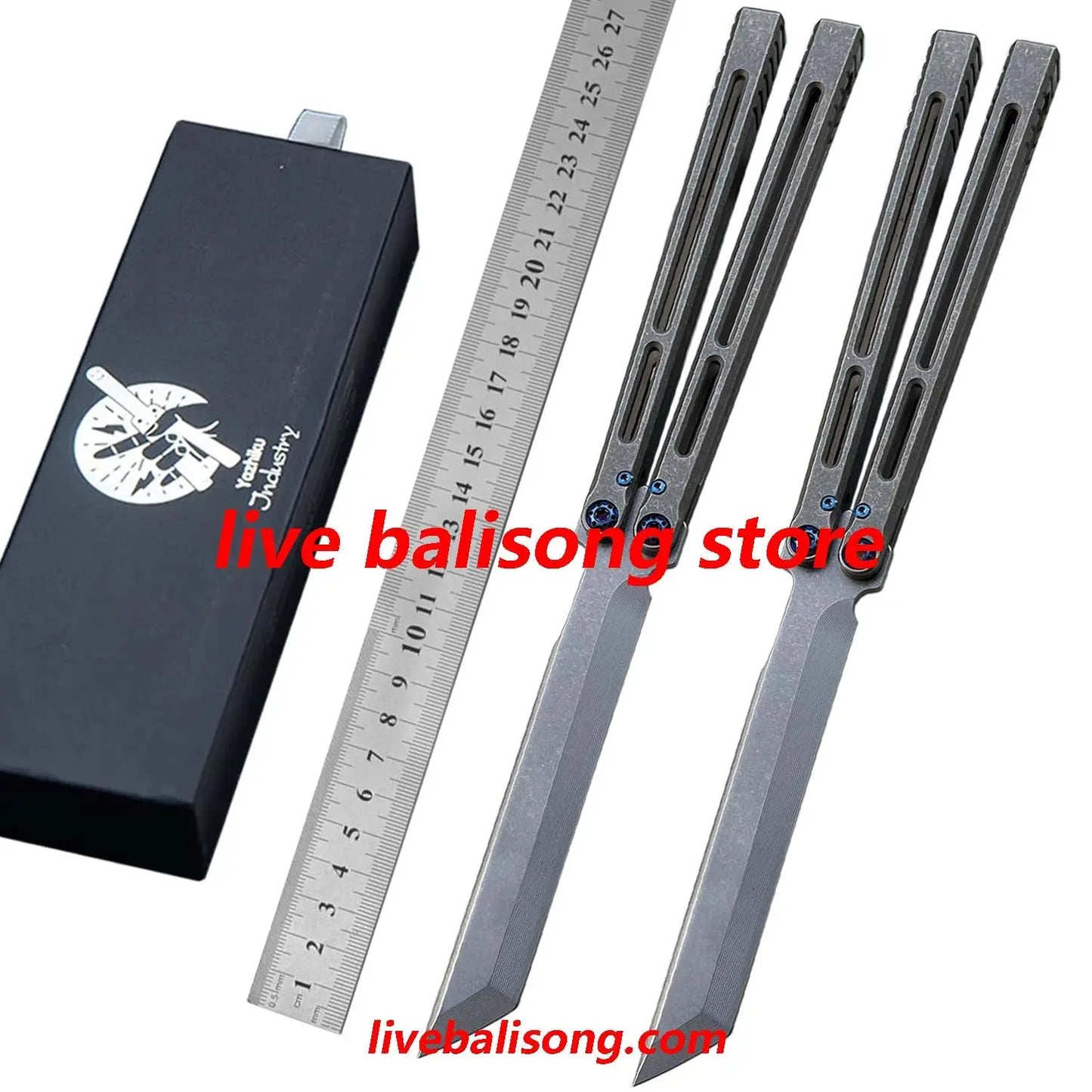 Yuppie Telesto Balisong Clone Titanium Handle False Edge livebalisong