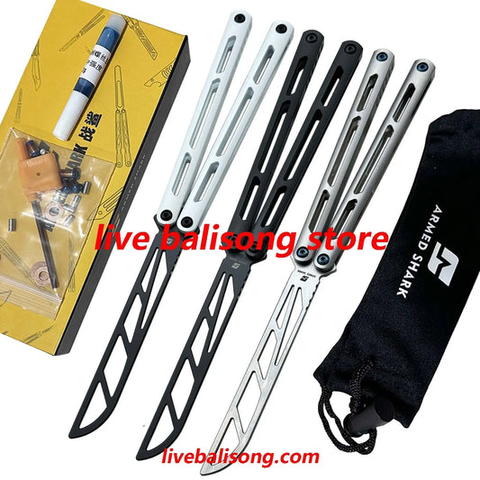 ARMED SHARK Tsunami Balisong Trainer Clone Titanium Chanwich Handle livebalisong