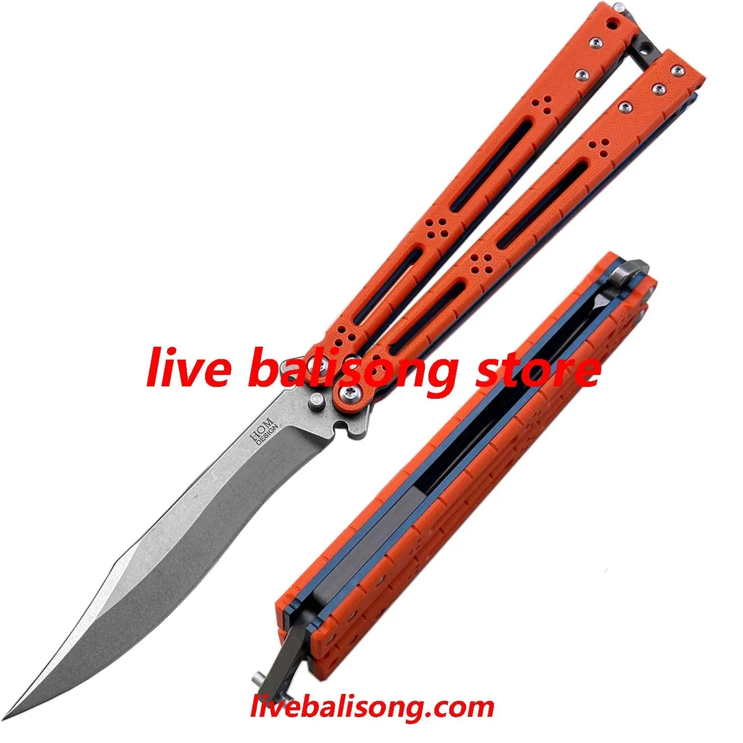 Theone HOM Basilisk Balisong Clone G10 Patch+Titanium Lining Handle livebalisong