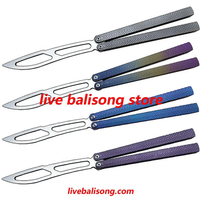 Theone Serif Balisong Clone Titanium Handle livebalisong